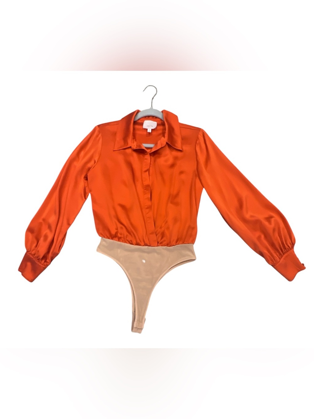 Cinq à Sept Carine Orange Silk Long Sleeve Bodysuit Blouse Size XS